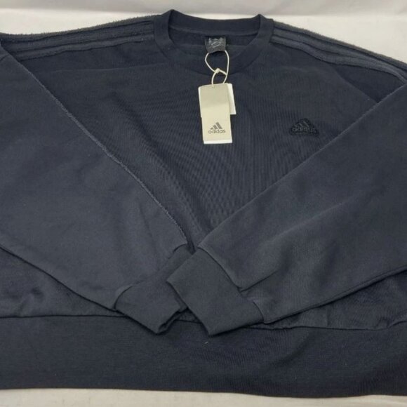 Women's adidas Coze 3-Stripes Crewneck Sweatshirt Color: Black Size: X LARGE - Picture 4 of 5